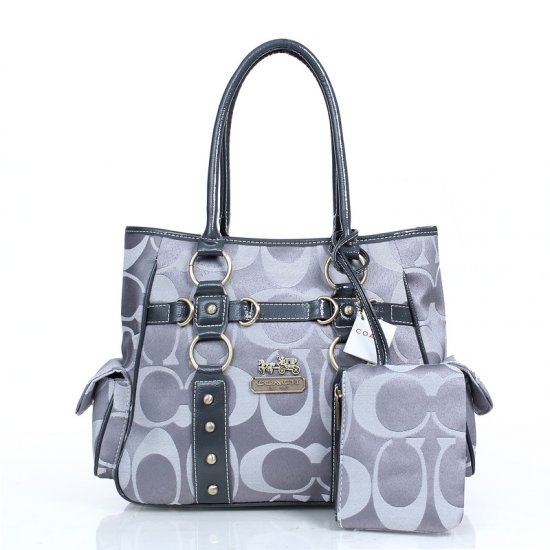 Coach Stud In Signature Medium Grey Totes DZF - Click Image to Close